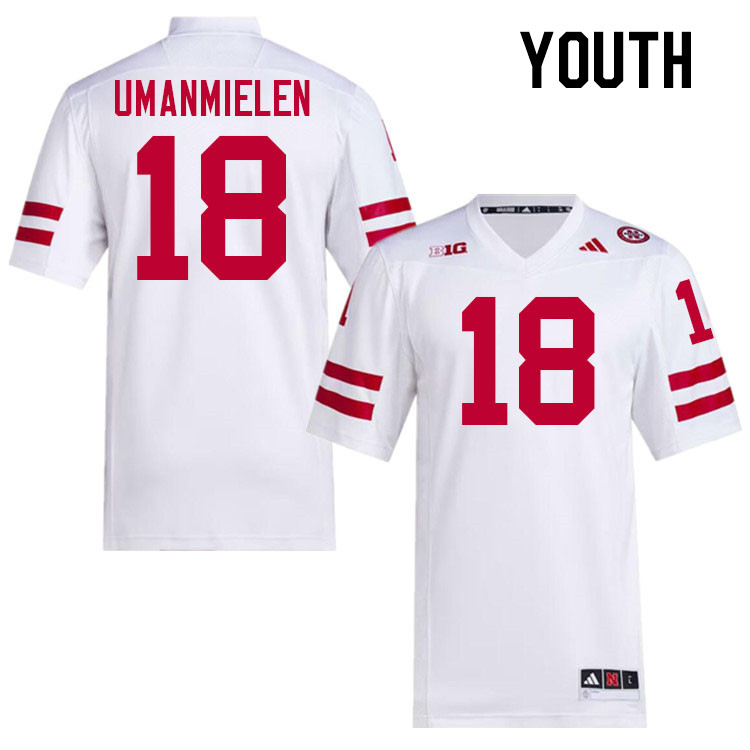 Youth #18 Princewill Umanmielen Nebraska Cornhuskers College Football Jerseys Stitched Sale-White